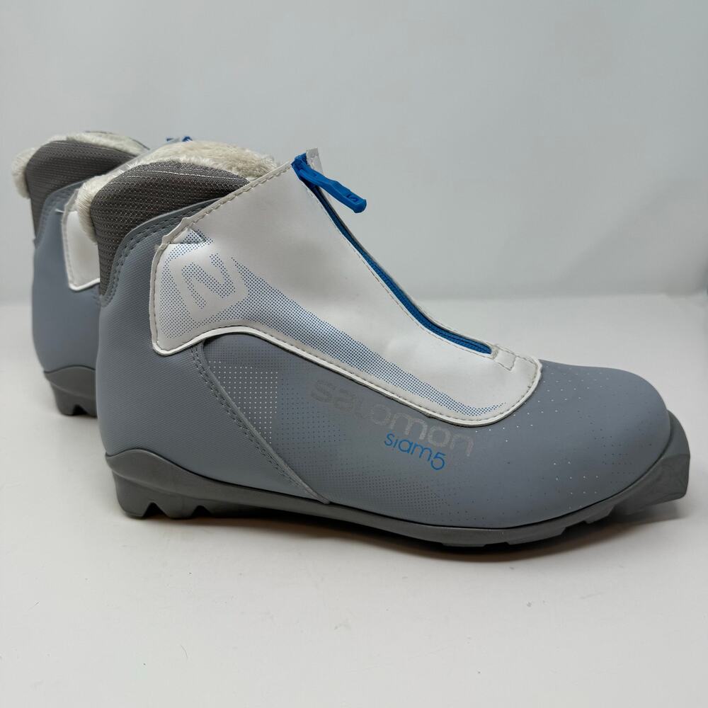 Salomon Siam5 Cross Country Ski Boot Women's 9.5 Grey White Blue - Picture 10 of 16